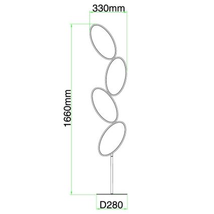 Ondaluce - Lampadaire LED dimmable RICE LED/38W/230V 166 cm doré