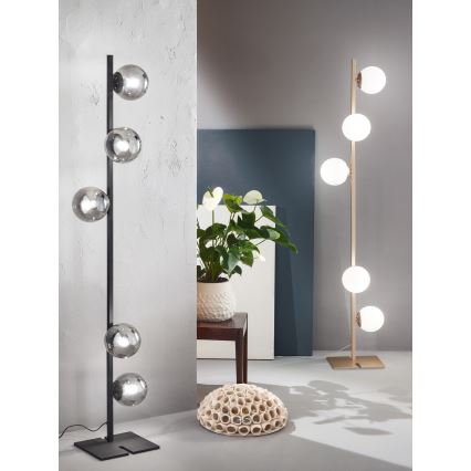 Ondaluce - Lampadaire MONILE 5xE14/10W/230V 170 cm noir/noir fumé