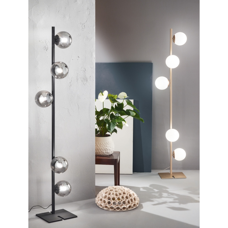Ondaluce - Lampadaire MONILE 5xE14/10W/230V 170 cm noir/noir fumé