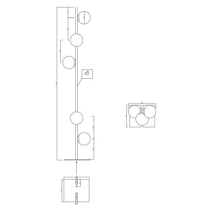 Ondaluce - Lampadaire MONILE 5xE14/10W/230V noir/noir fumé