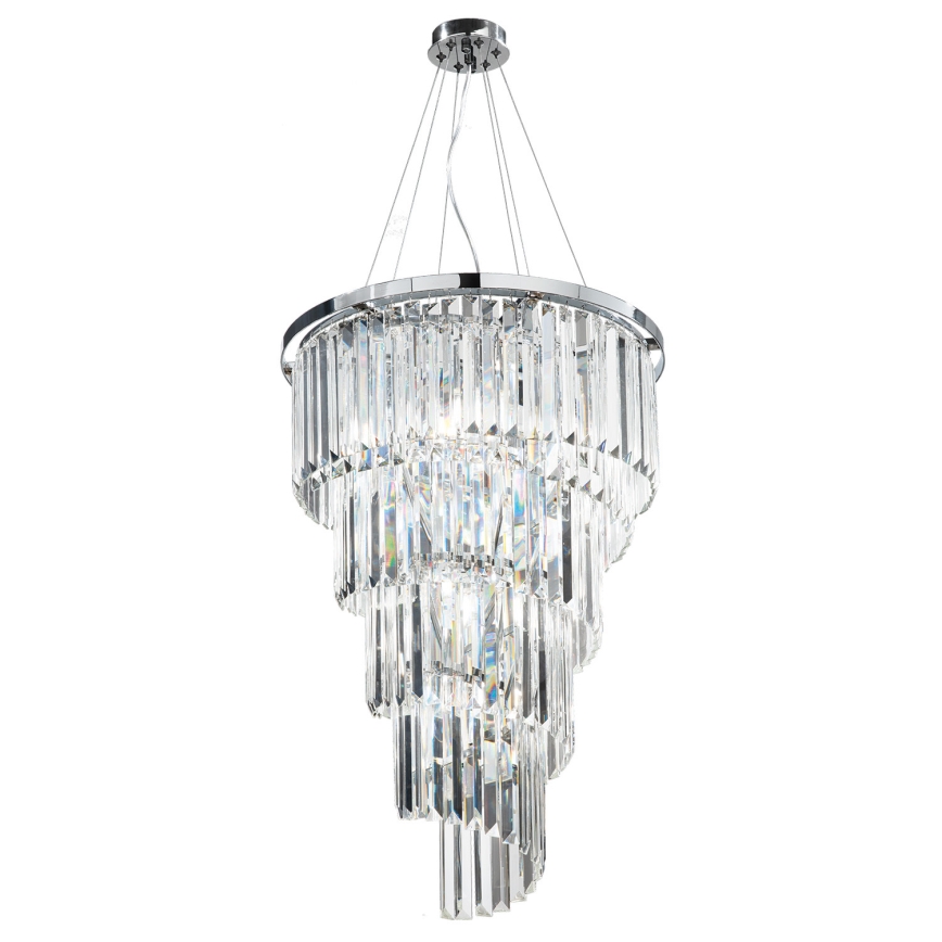 Ondaluce - Lustre en cristal suspendu par câble ALEXANDER 10xE14/10W/230V Ø 50 cm chrome brillant