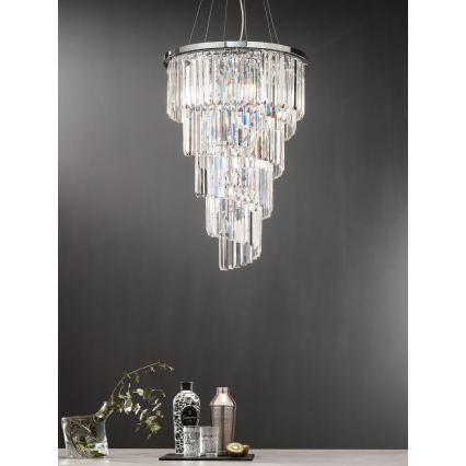 Ondaluce - Lustre en cristal suspendu par câble ALEXANDER 10xE14/10W/230V Ø 50 cm chrome brillant