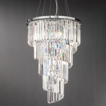 Ondaluce - Lustre en cristal sur câble ALEXANDER 10xE14/10W/230V Ø 40 cm chrome brillant