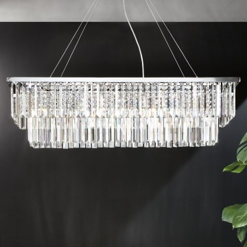 Ondaluce - Lustre en cristal suspendu par câble DAIQUIRI 8xE14/10W/230V chrome brillant