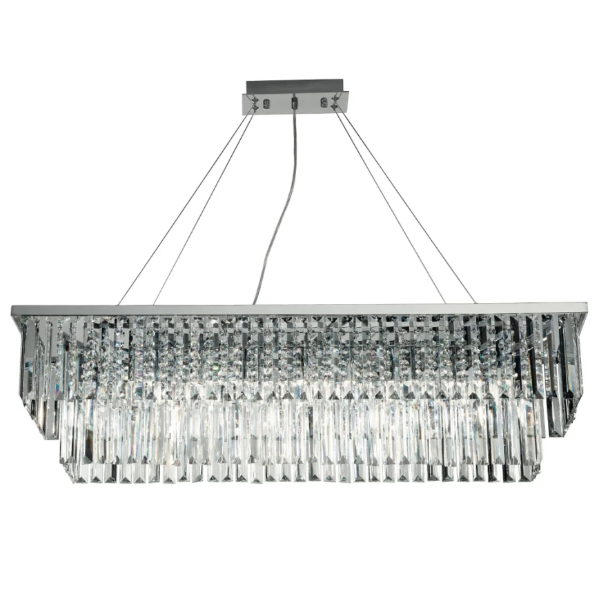 Ondaluce - Lustre en cristal suspendu par câble DAIQUIRI 8xE14/10W/230V chrome brillant