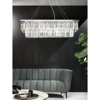 Ondaluce - Lustre en cristal suspendu par câble DAIQUIRI 8xE14/10W/230V chrome brillant