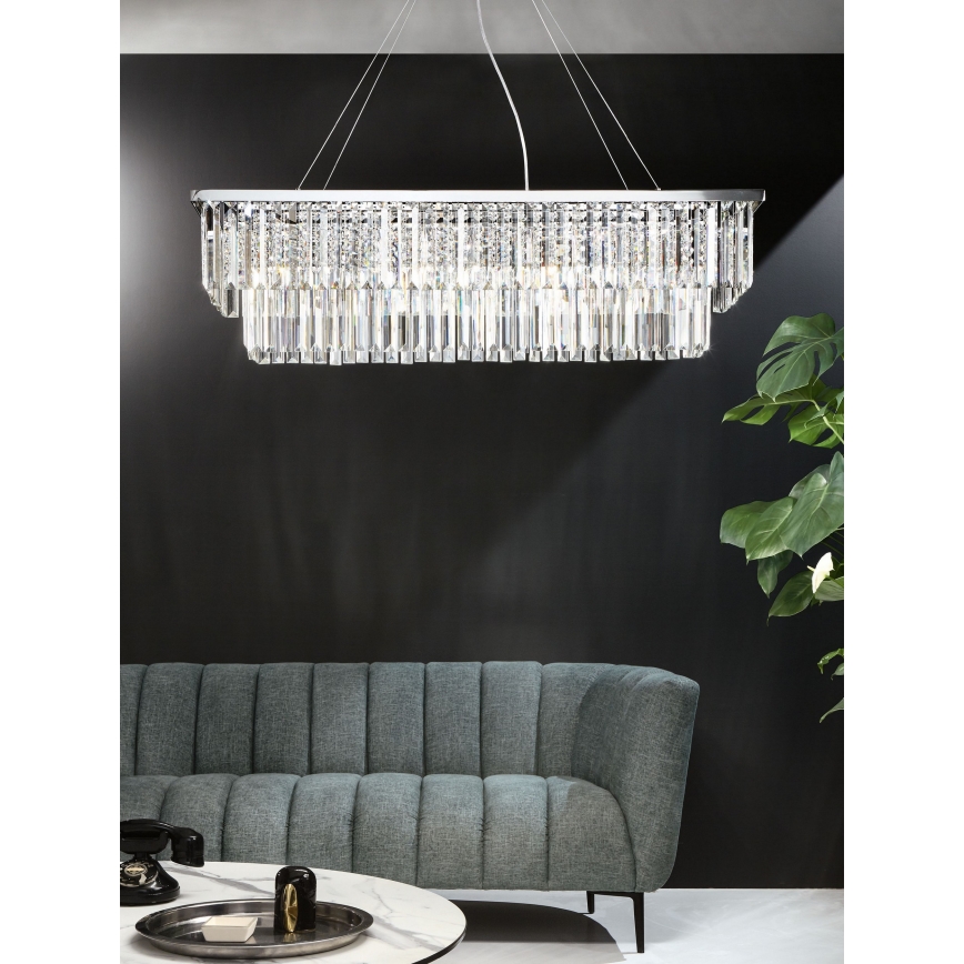 Ondaluce - Lustre en cristal suspendu par câble DAIQUIRI 8xE14/10W/230V chrome brillant