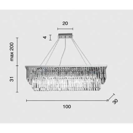Ondaluce - Lustre en cristal suspendu par câble DAIQUIRI 8xE14/10W/230V chrome brillant