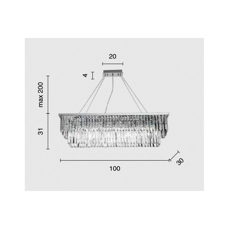 Ondaluce - Lustre en cristal suspendu par câble DAIQUIRI 8xE14/10W/230V chrome brillant