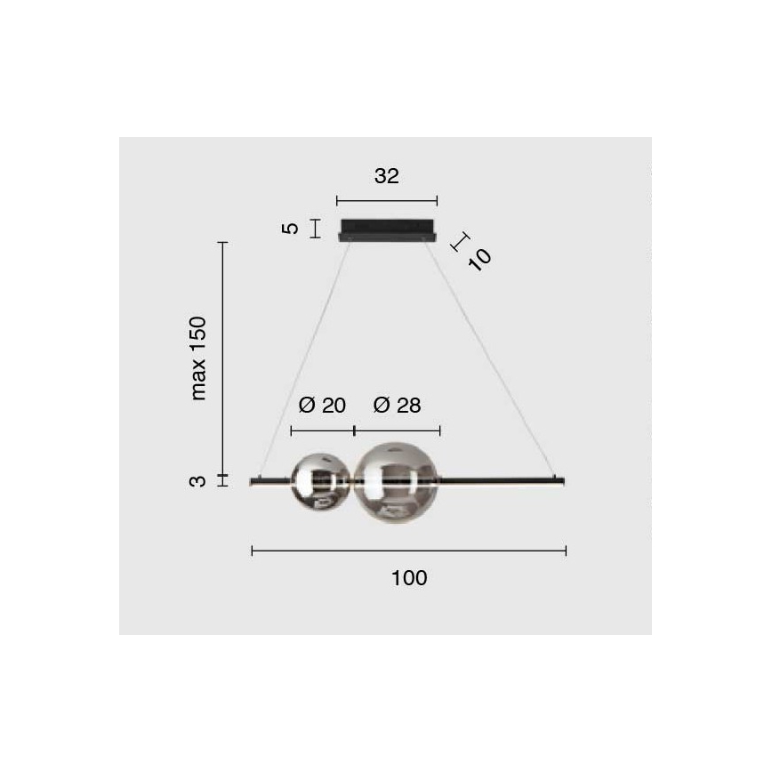 Ondaluce - Lustre LED dimmable sur câble FUFI LED/40W/230V noir/noir fumé