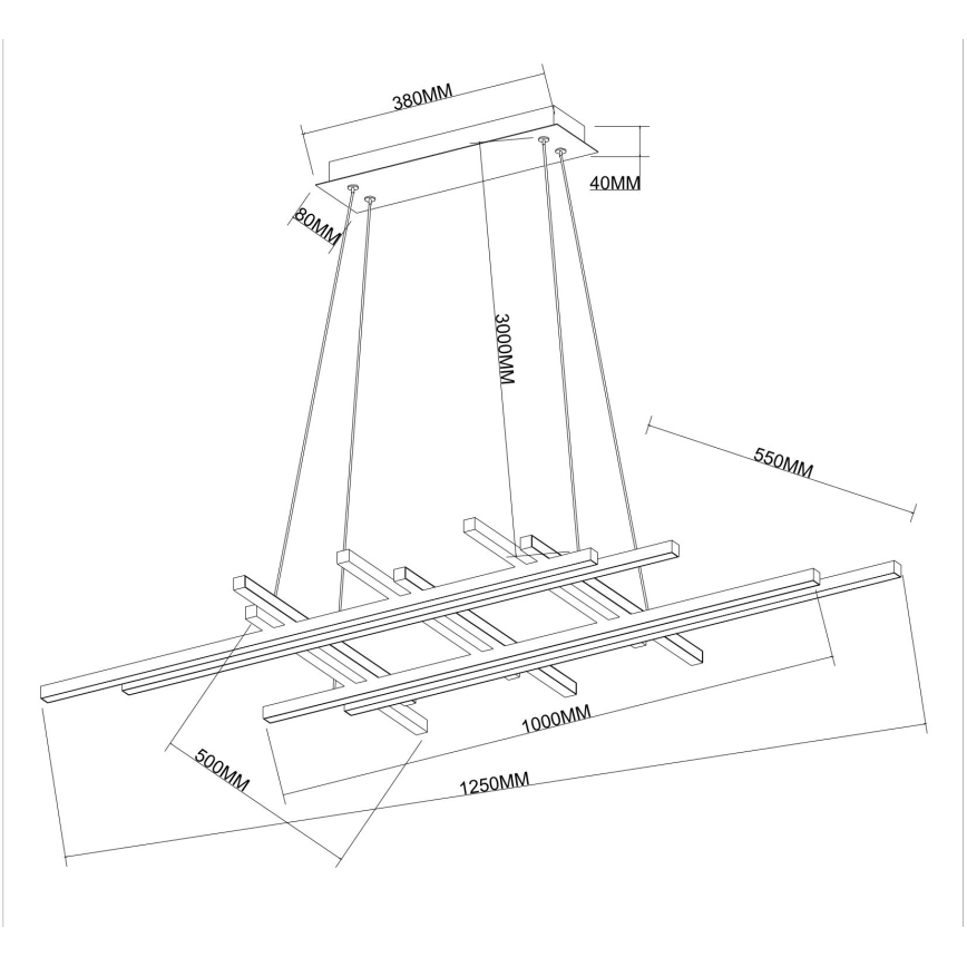 Ondaluce - Lustre LED dimmable sur câble MOVIDA LED/114W/230V, doré