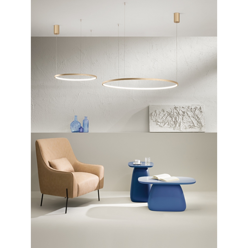 Ondaluce - Lustre LED dimmable sur câble SOEL LED/47W/230V Ø 100 cm doré