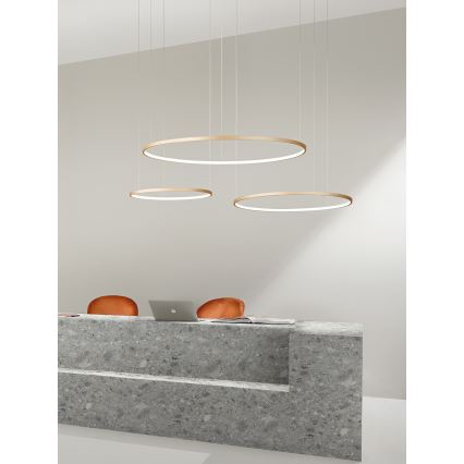 Ondaluce - Lustre LED dimmable sur câble SOEL LED/47W/230V Ø 100 cm doré
