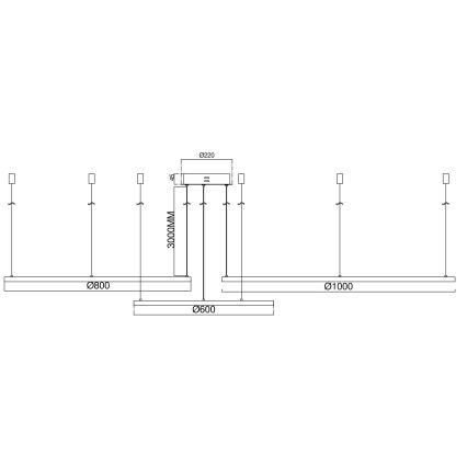 Ondaluce - Suspension LED dimmable sur câbles SOEL LED/28W/230V + LED/38W + LED/47W 3000/4000K Ø 100/80/60 cm blanc