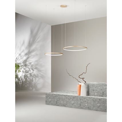 Ondaluce - Lustre LED dimmable sur câble SOEL LED 28 W / 230 V + LED 38 W Ø 80/60 cm doré