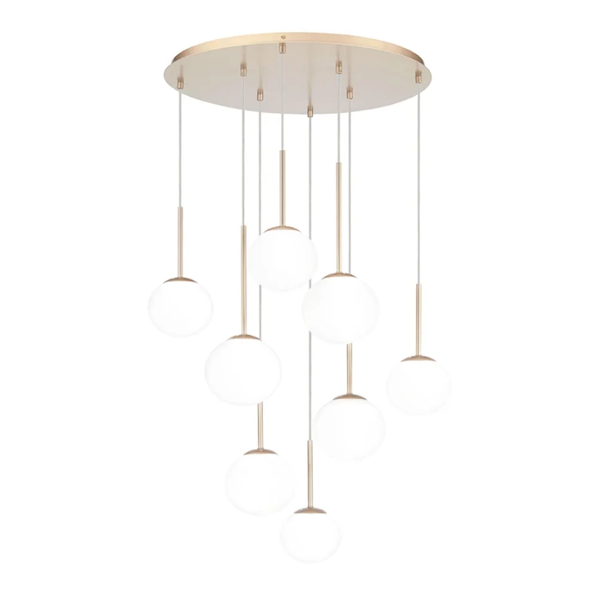 Ondaluce - Lustre sur câble JEWEL 8xE14/10W/230V Ø 70 cm doré/blanc