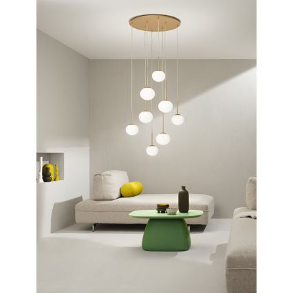 Ondaluce - Lustre sur câble JEWEL 8xE14/10W/230V Ø 70 cm doré/blanc