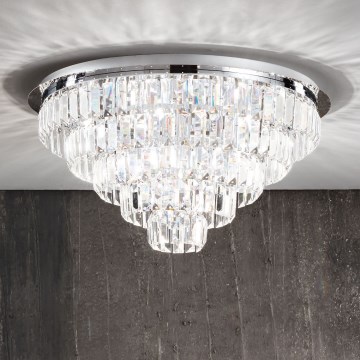 Ondaluce - Plafonnier en cristal CASTLE, 12xG9/7W/230V, Ø 60 cm, chrome brillant