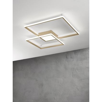 Ondaluce - Plafonnier LED dimmable DOWEL LED/46W/230V 55x55 cm doré