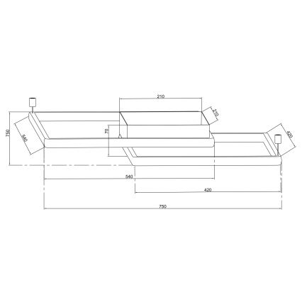 Ondaluce - Plafonnier LED dimmable DOWEL LED/60W/230V 75x75 cm argenté