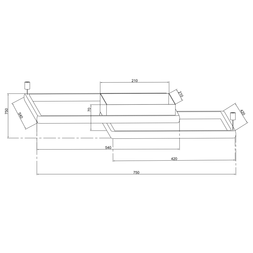 Ondaluce - Plafonnier LED dimmable DOWEL LED/60W/230V 75x75 cm argenté