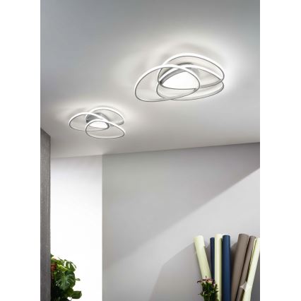 Ondaluce - Plafonnier LED dimmable ROSE, 60 W / 230 V, 50 x 54 cm, argenté