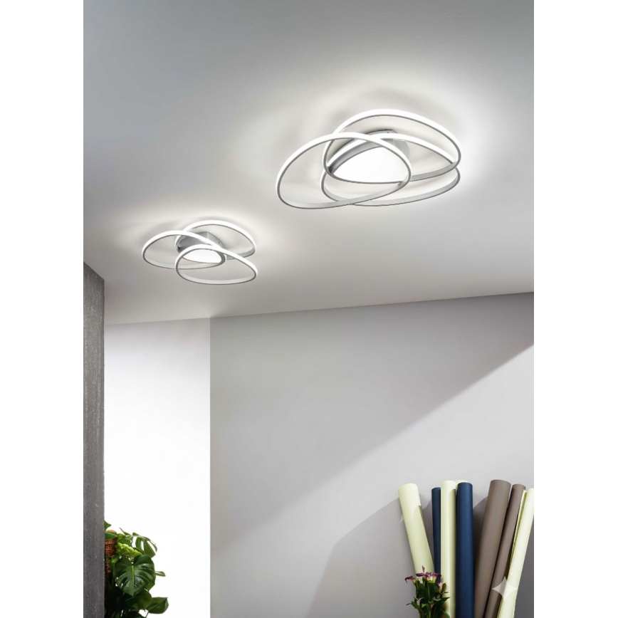 Ondaluce - Plafonnier LED dimmable ROSE, 60 W / 230 V, 50 x 54 cm, argenté