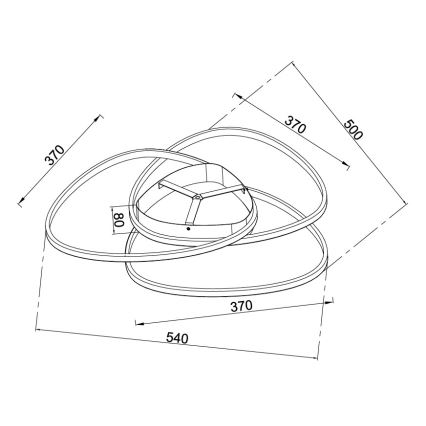 Ondaluce - Plafonnier LED dimmable ROSE, 60 W / 230 V, 50 x 54 cm, argenté
