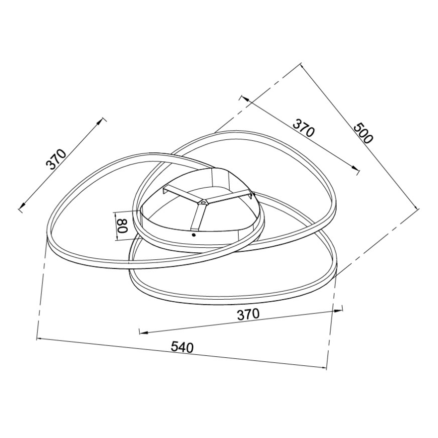 Ondaluce - Plafonnier LED dimmable ROSE, 60 W / 230 V, 50 x 54 cm, argenté