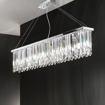 Ondaluce - Suspension en cristal sur câble BATIDA 8xE14/10W/230V chrome brillant