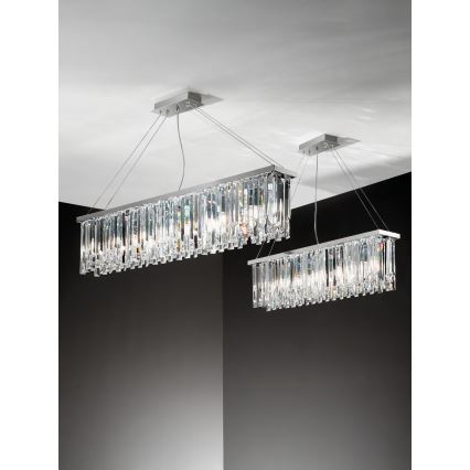 Ondaluce - Suspension en cristal sur câble BATIDA 8xE14/10W/230V chrome brillant