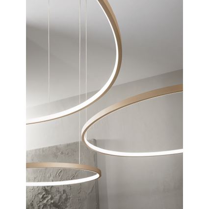 Ondaluce - Suspension LED à intensité variable sur câble SOEL LED/28W/230V Ø 60 cm, dorée