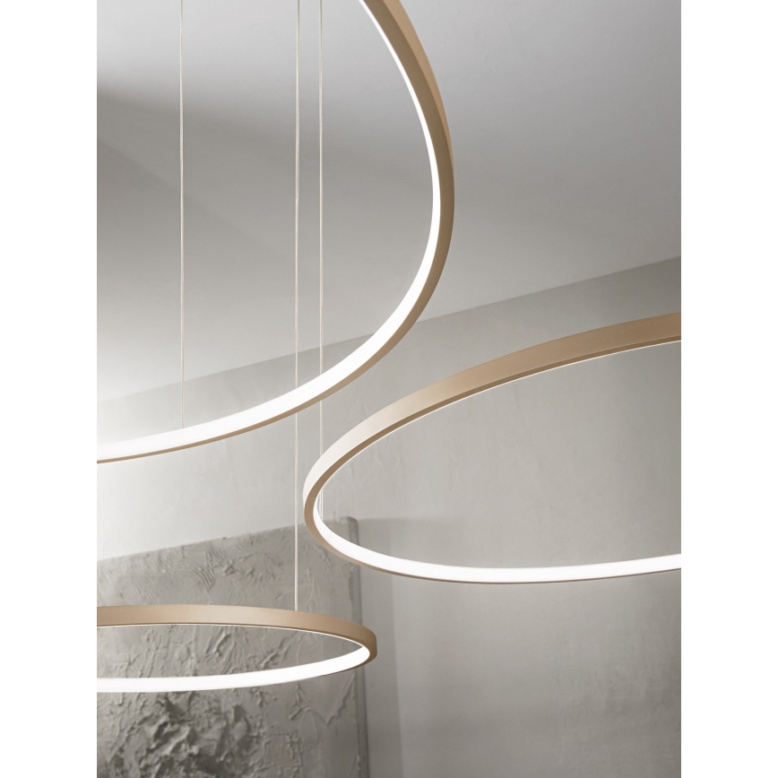 Ondaluce - Suspension LED à intensité variable sur câble SOEL LED/28W/230V Ø 60 cm, dorée