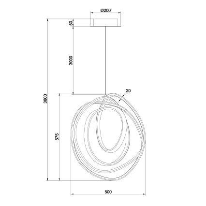 Ondaluce - Suspension LED dimmable sur câble GOLDEN, LED/50W/230V, Ø 50 cm, dorée