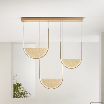 Ondaluce - Suspension LED dimmable sur câble LOTUS LED/70W/230V dorée
