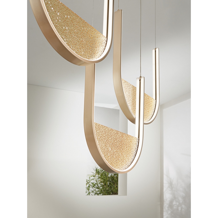 Ondaluce - Suspension LED dimmable sur câble LOTUS LED/70W/230V dorée