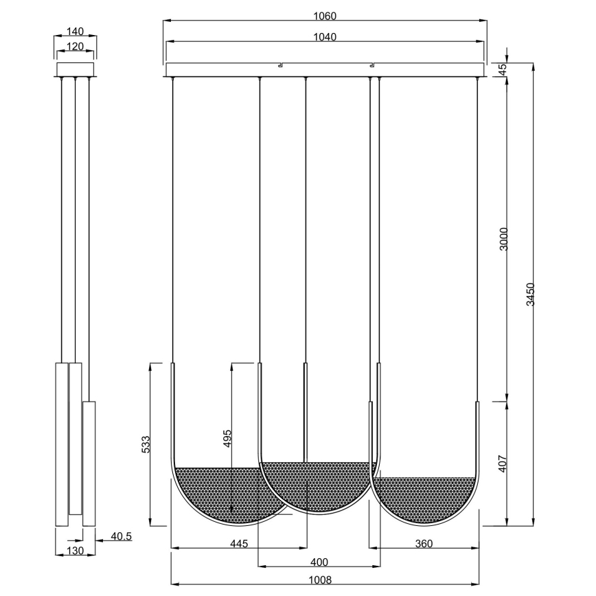 Ondaluce - Suspension LED dimmable sur câble LOTUS LED/70W/230V dorée