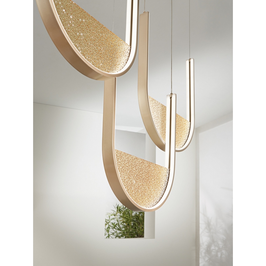 Ondaluce - Suspension LED dimmable sur câble LOTUS LED/70W/230V dorée