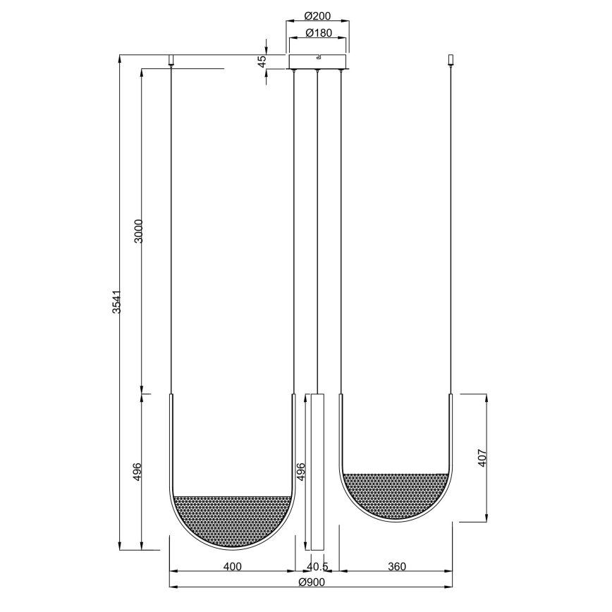 Ondaluce - Suspension LED dimmable sur câble LOTUS LED/70W/230V dorée