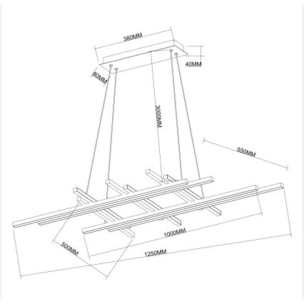 Ondaluce - Suspension LED dimmable sur câble MOVIDA LED/114W/230V, noire