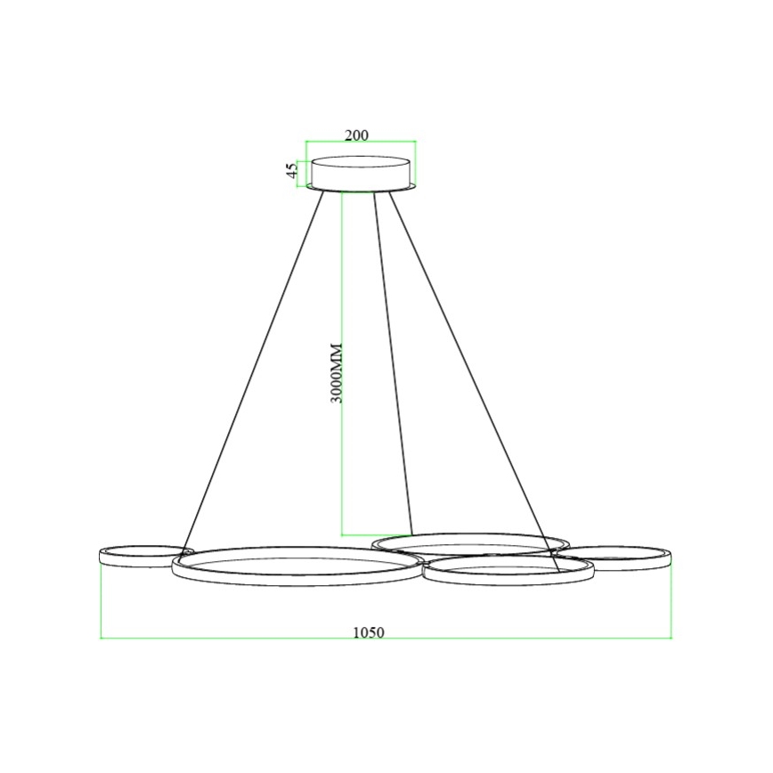 Ondaluce - Suspension LED dimmable sur câble POIS LED/60W/230V dorée