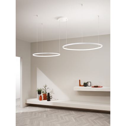 Ondaluce - suspension LED dimmable sur câble SOEL LED/28W/230V + LED/38W 3000/4000K Ø 80/60 cm blanc
