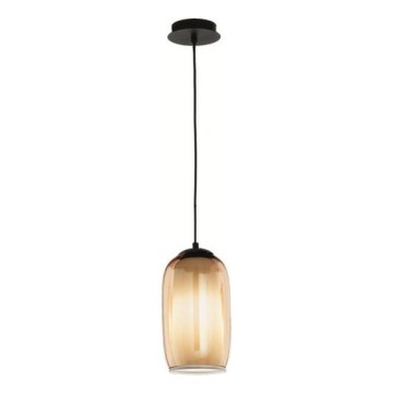 Ondaluce - Suspension sur câble BONNIE 1xE27/15W/230V Ø 15,5 cm noir/beige fumé