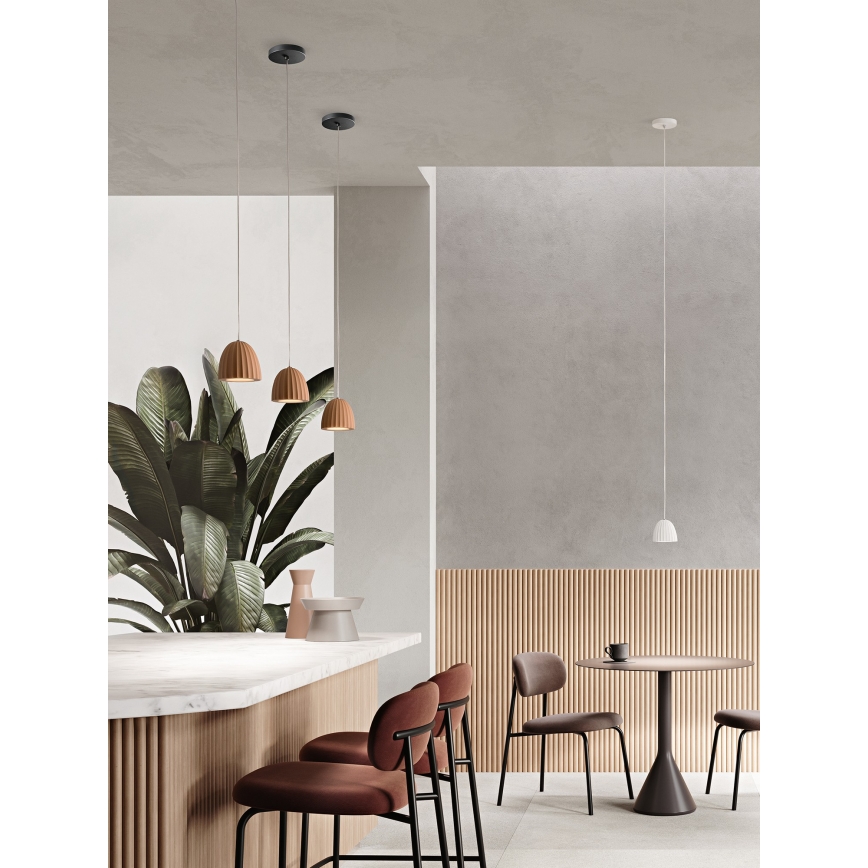 Ondaluce - Suspension sur câble CONCRETE 1xGU10/7,5W/230V Ø 10,5 cm béton/blanc