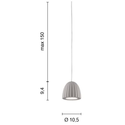 Ondaluce - Suspension sur câble CONCRETE 1xGU10/7,5W/230V Ø 10,5 cm béton/gris