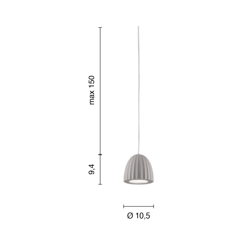 Ondaluce - Suspension sur câble CONCRETE 1xGU10/7,5W/230V Ø 10,5 cm béton/gris