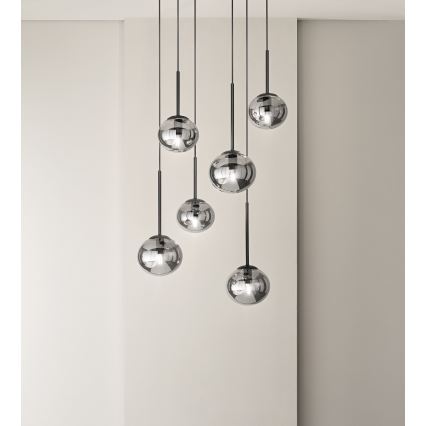Ondaluce - Suspension sur câble JEWEL 1xE14/10W/230V Ø 17 cm noir / noir fumé