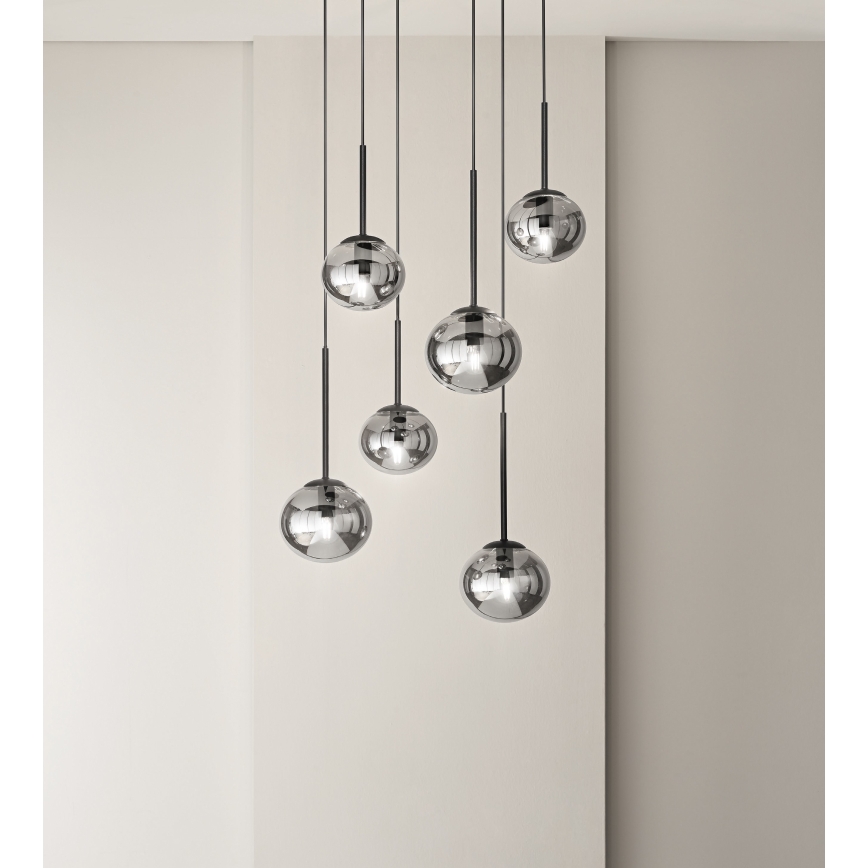 Ondaluce - Suspension sur câble JEWEL 1xE14/10W/230V Ø 17 cm noir / noir fumé