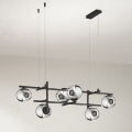 Ondaluce - Suspension sur câble JEWEL 6xE14/10W/230V noir/verre fumé