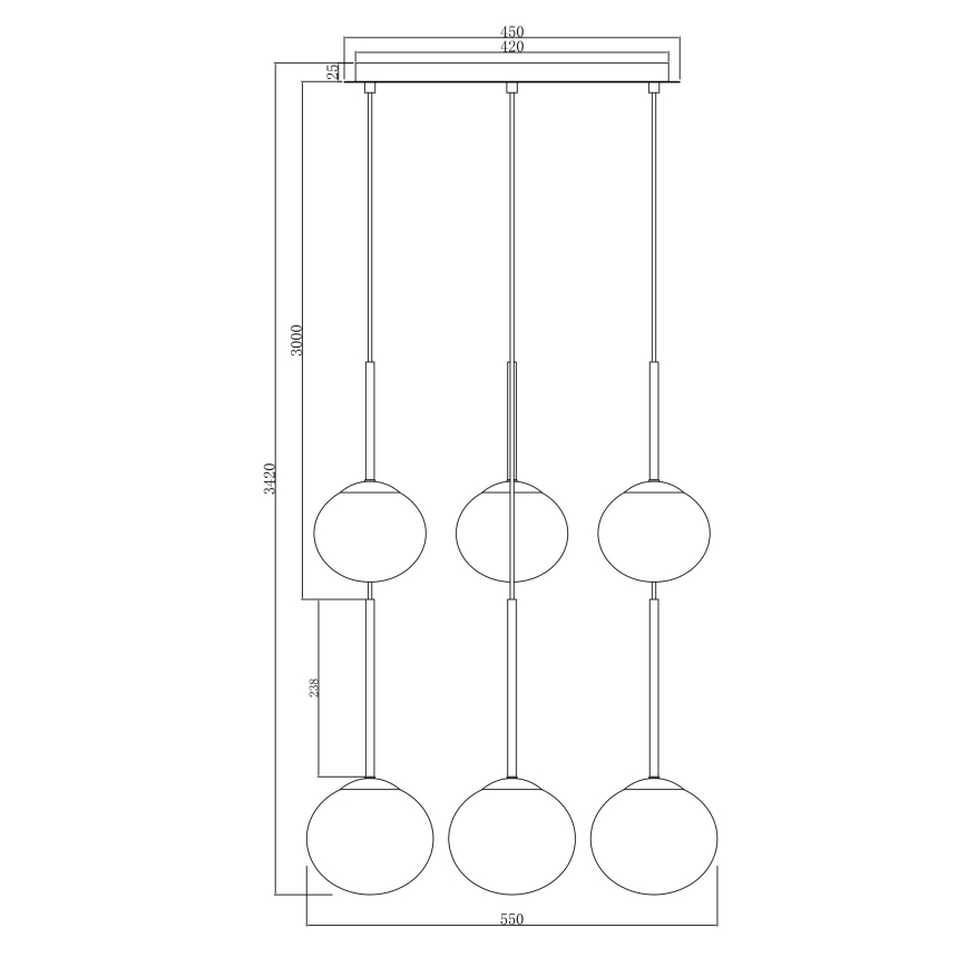 Ondaluce - Suspension sur câble JEWEL 6xE14/10W/230V Ø 55 cm doré/blanc